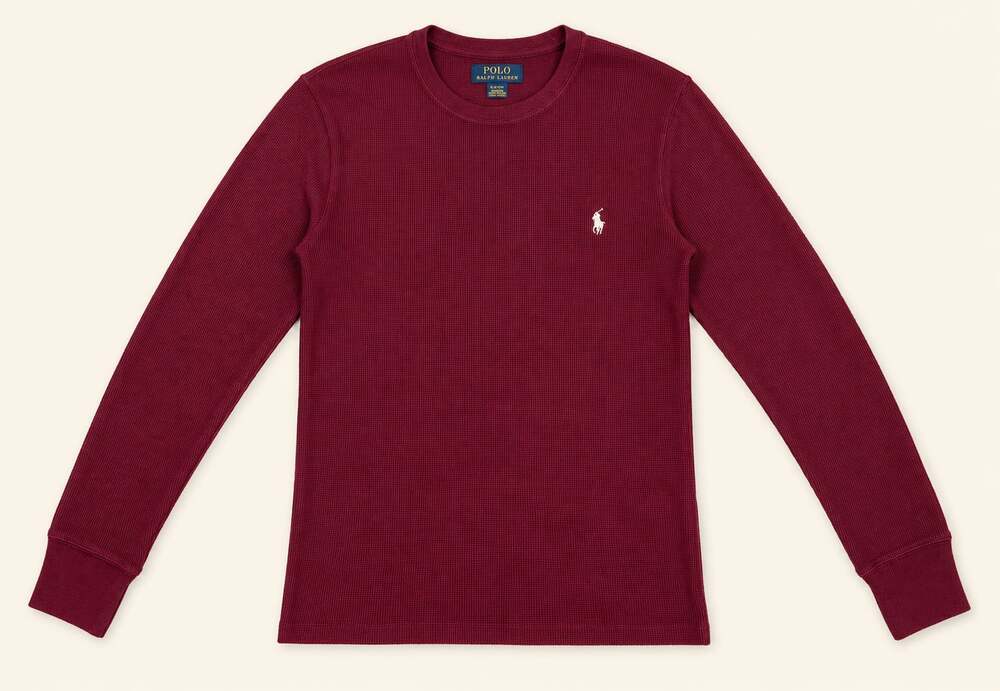 Polo Ralph Lauren Burgundy Waffle Thermal Long Sleeve Shirt Preppy Size S